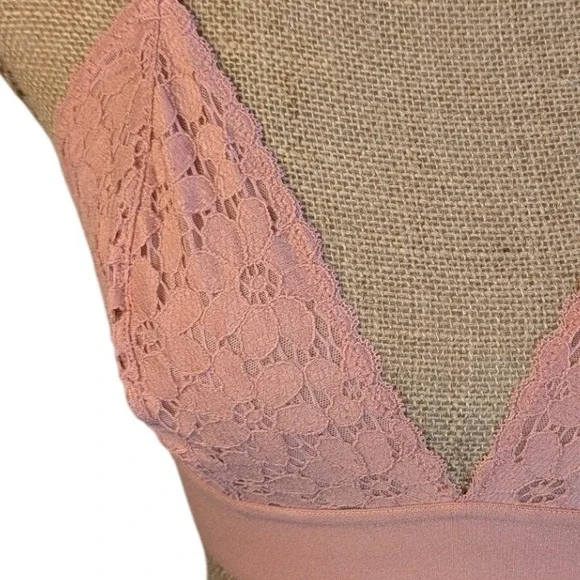 LIVELY Lace Bralette Pink Rose Mauve Stretch Comfort Wireless Size L - Picture 5 of 5